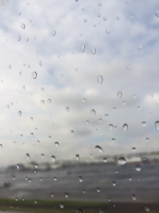 Rain drops on the window of my plane. 